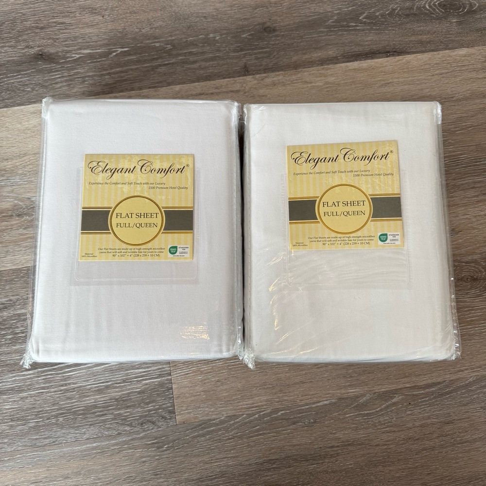 2 Elegant Comfort Wrinkle-Free 1500 Thread Count Egyptian Quality  1-Piece Flats